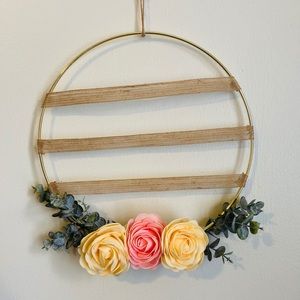 Hair bow holder / organizer, boho, floral ring